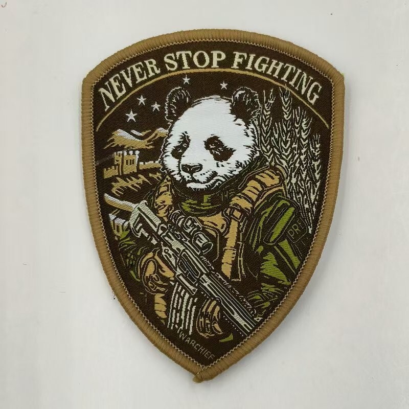 Never Stop Fighting Panda National Treasure Army Tactical Hook Loop Patch Forest