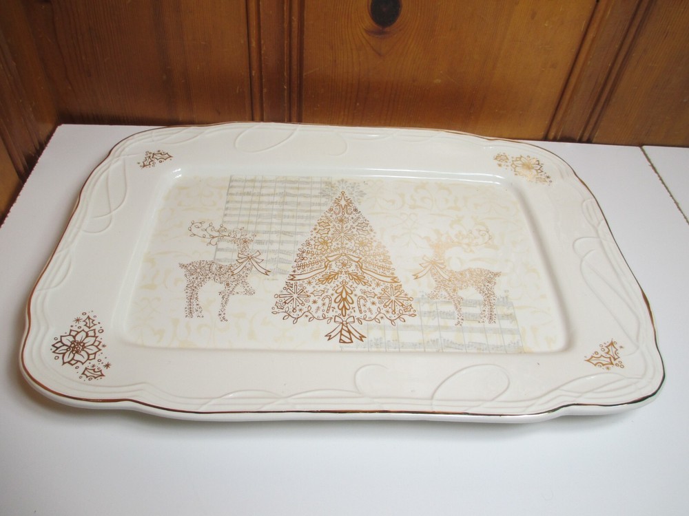 Cracker Barrel Treetops Glisten Christmas 15"x11" Rectangular Platter Tree