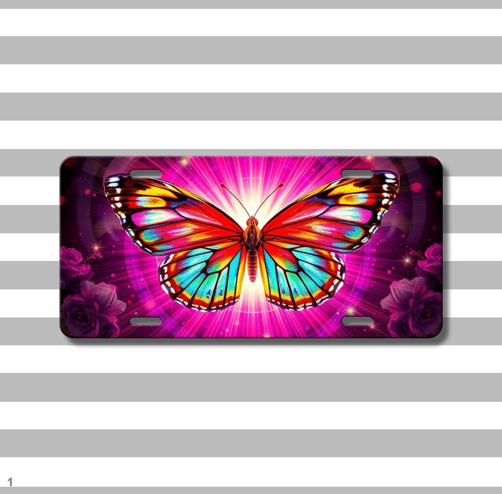 Fantasy Butterfly License Plate Auto Tag Custom Text Available Butterfly & Flowe