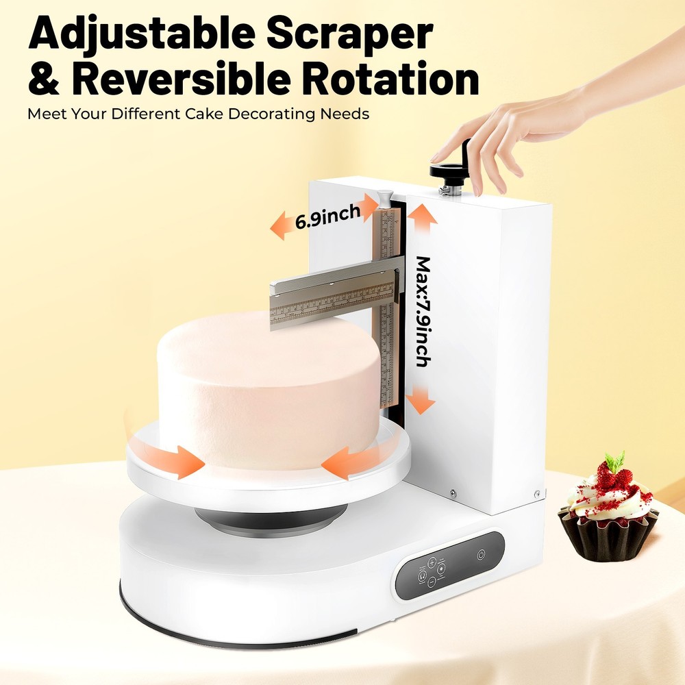 Display Smooth Cream Adjustable 4-12'' Birthday Cake Decorating Machine White