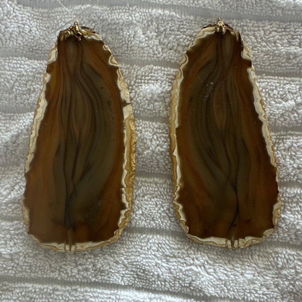 Banded Agate Pair Brown Polished Slabs
