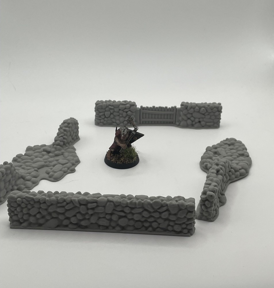 Stone Wall Set Terrain 4pc dnd/pathfinder/war hammer/wargaming/rpg