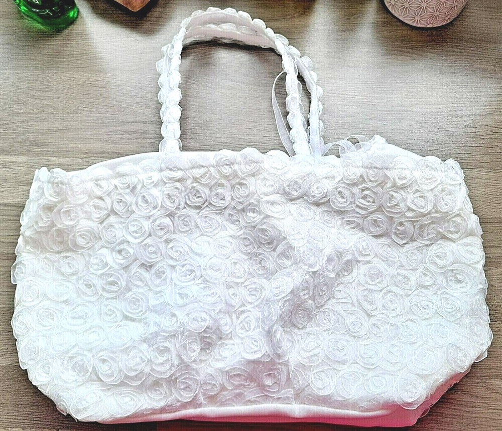 Ravage ROYALE Ivory Rose Large Drawstring Soft Lingerie Bag