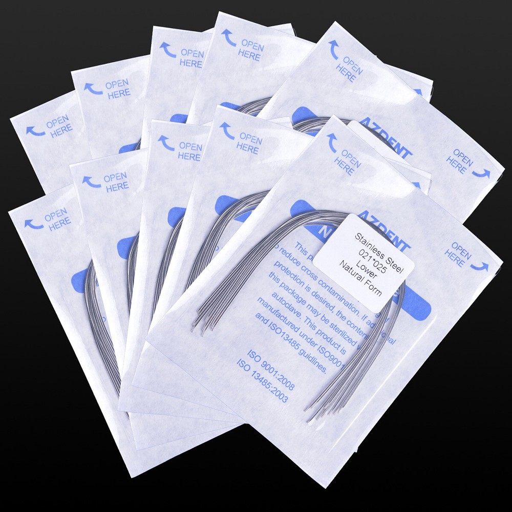 AZDENT Dental Orthodontic Arch Wires Stainless Rectangular Natural For Bracket