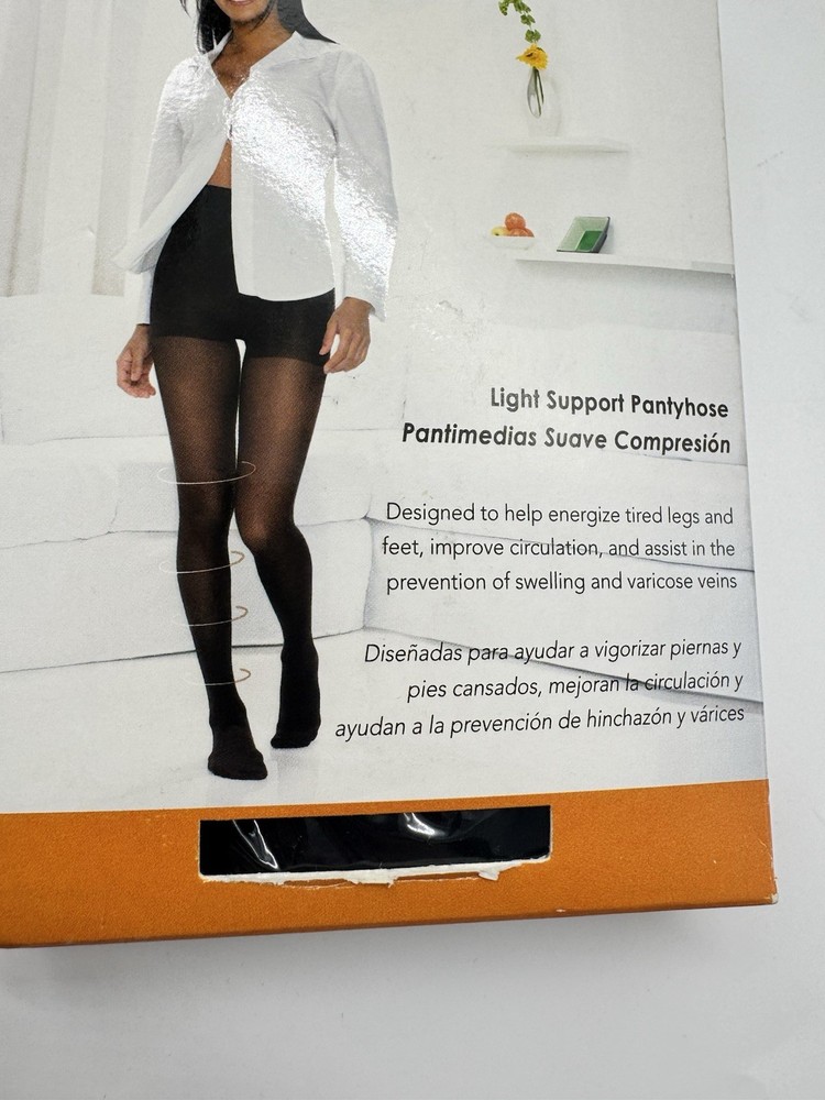 Therafirm Light Therapeutic Gradient Compression Pantyhose Black Medium NWB