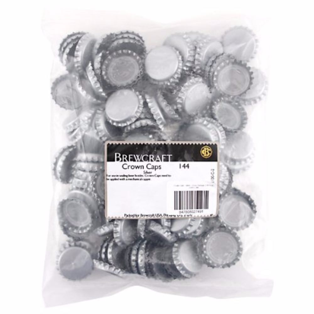 Crown Caps - Silver - Gross Package (144 Pack)