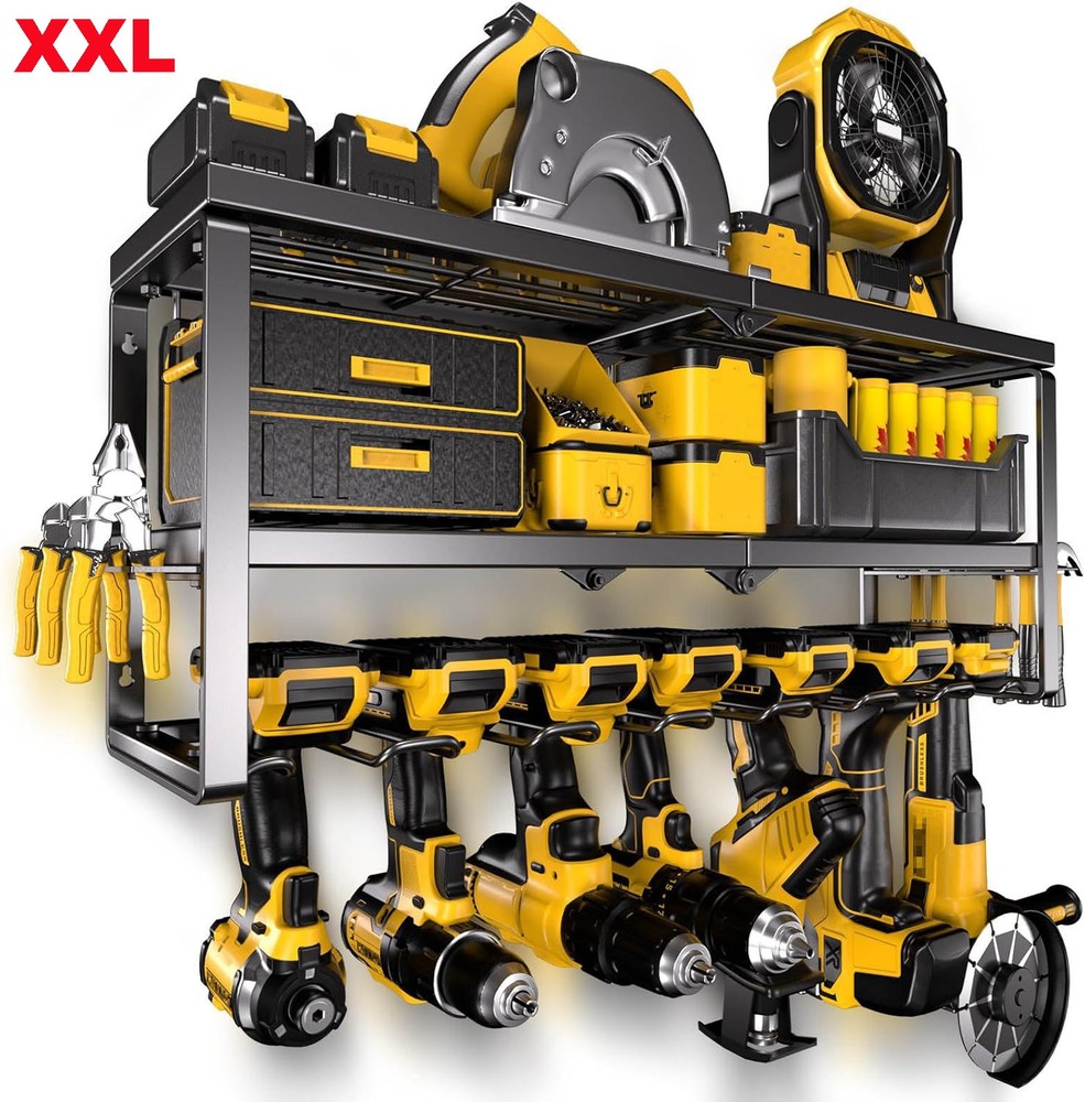 7 Slots Power Tool Organizer Wall Mounted Power Tool Rack Drill Storage Racks