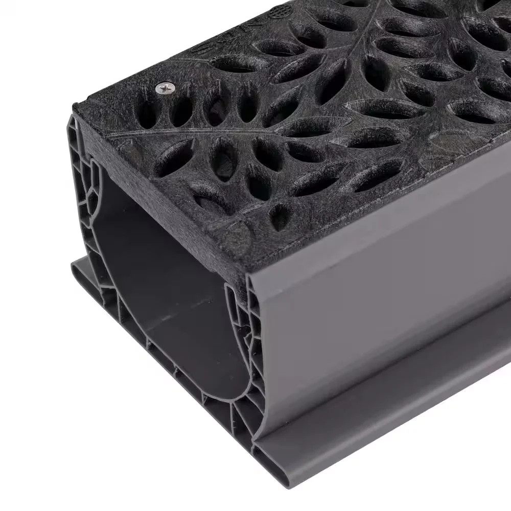 Spee-D Channel Drain Grate 2 ft Decorative Botanical Design Black 252