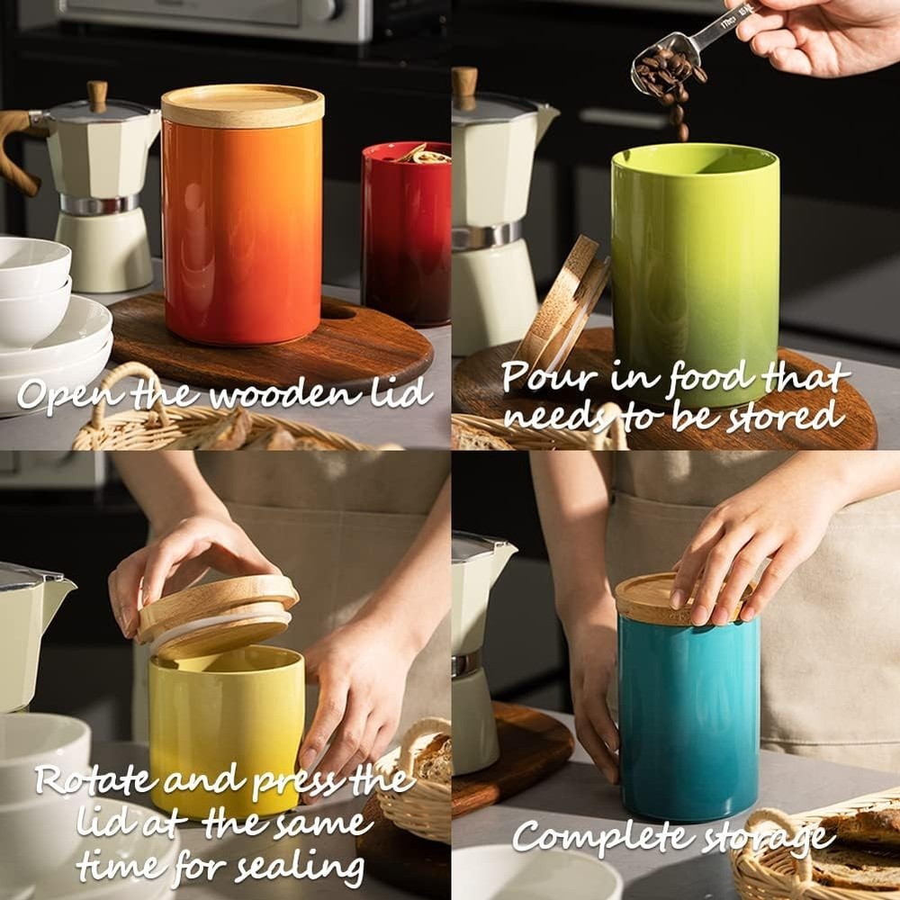 Sweejar Ceramic Food Storage Jar, Stackable Kitchen 58 Fl Oz, Gradient Purple