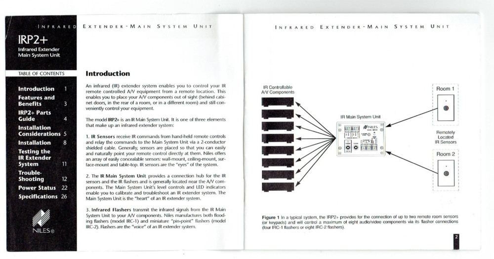 Niles IRP2+ Infrared Extender Main System Unit Installation & Operation Guide