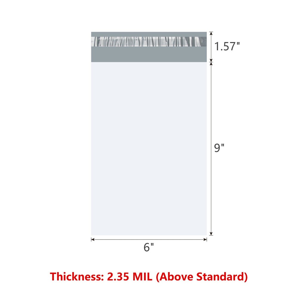 KSK Packaging 6" x 9" Plain Poly Mailers Shipping Envelopes 2.35MIL