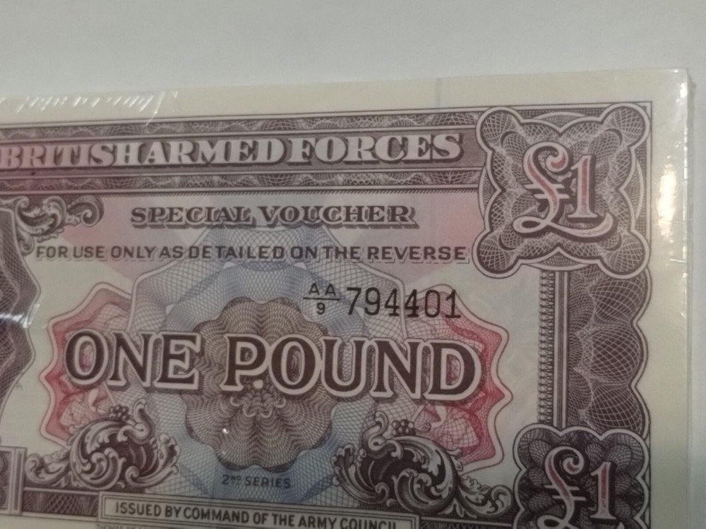 BRITISH ARMED FORCES POUND CURRENCY NOTES SPECIAL VOUCHER UNCIRCULATED SET LOT