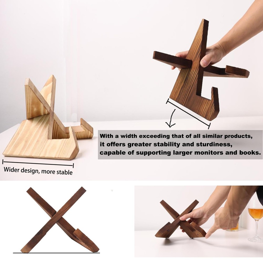 Solid Wood Tablet Computer Stand Echo Show 15 21 Horizontal Vertical Light Brown