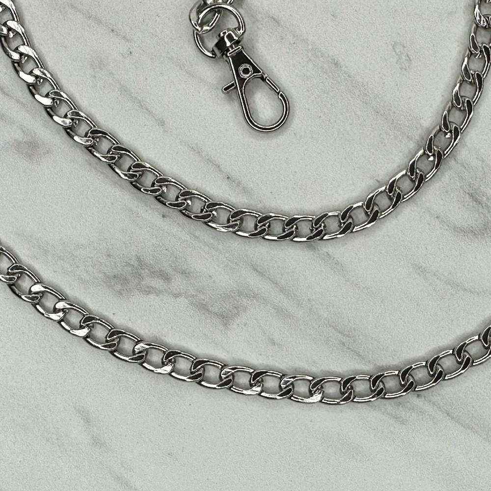 Silver Tone Chain Link Purse Handbag Strap Replacement 48" Crossbody