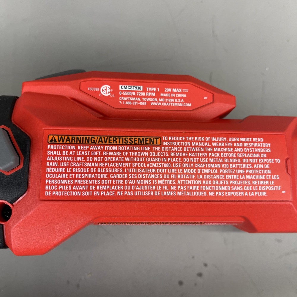 Craftsman V20 Brushless Rp String Trimmer TOOL ONLY CMCST930