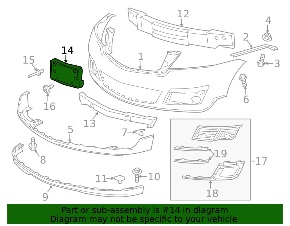 Genuine GM Front License Plate Bracket 22757025