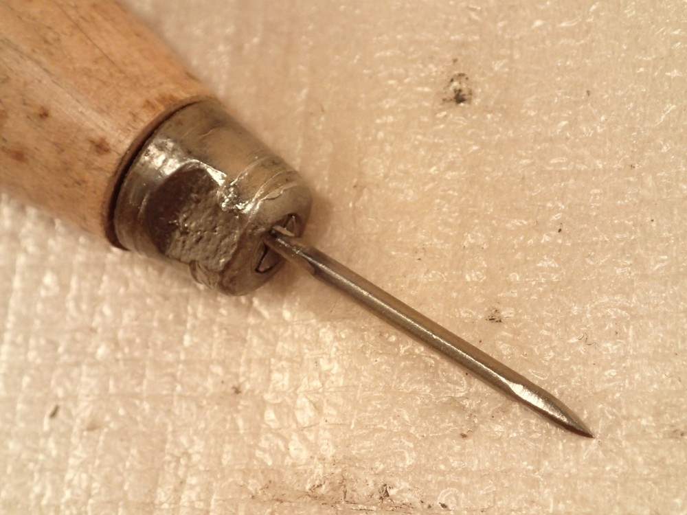 Vintage Maple Wood Handle Scratch Awl Scribe 5" long