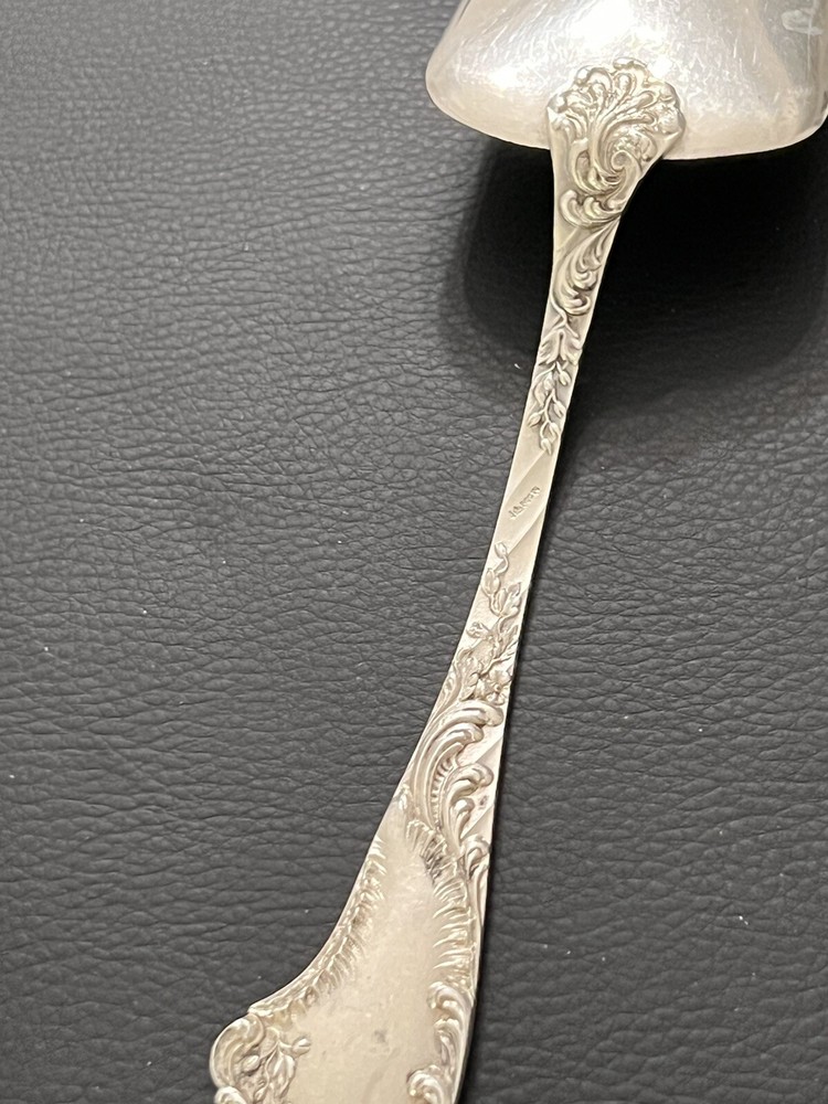 Antique 800 Silver Etched & Raised Design Pie Cake Server Gilt Front Germany 10”