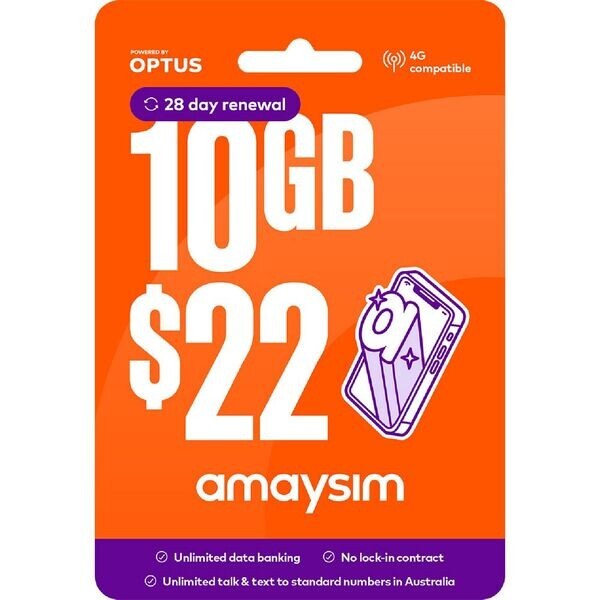 Amaysim $22 Starter Pack PrePaid SIM Card