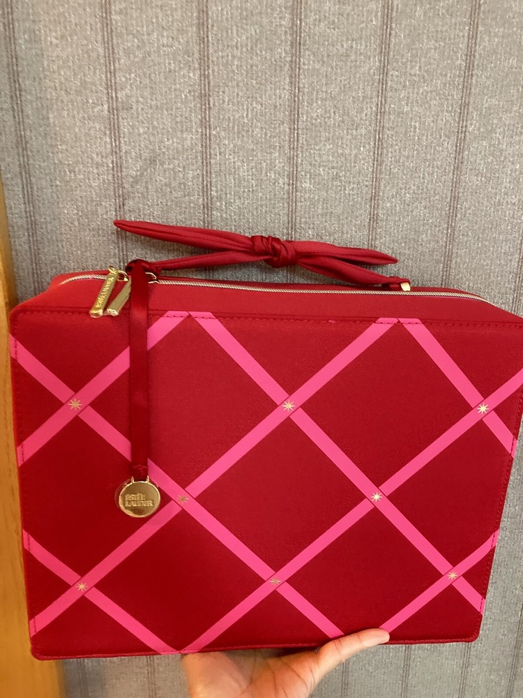 Estee Lauder Cosmetic Makeup Bag Train Case Red