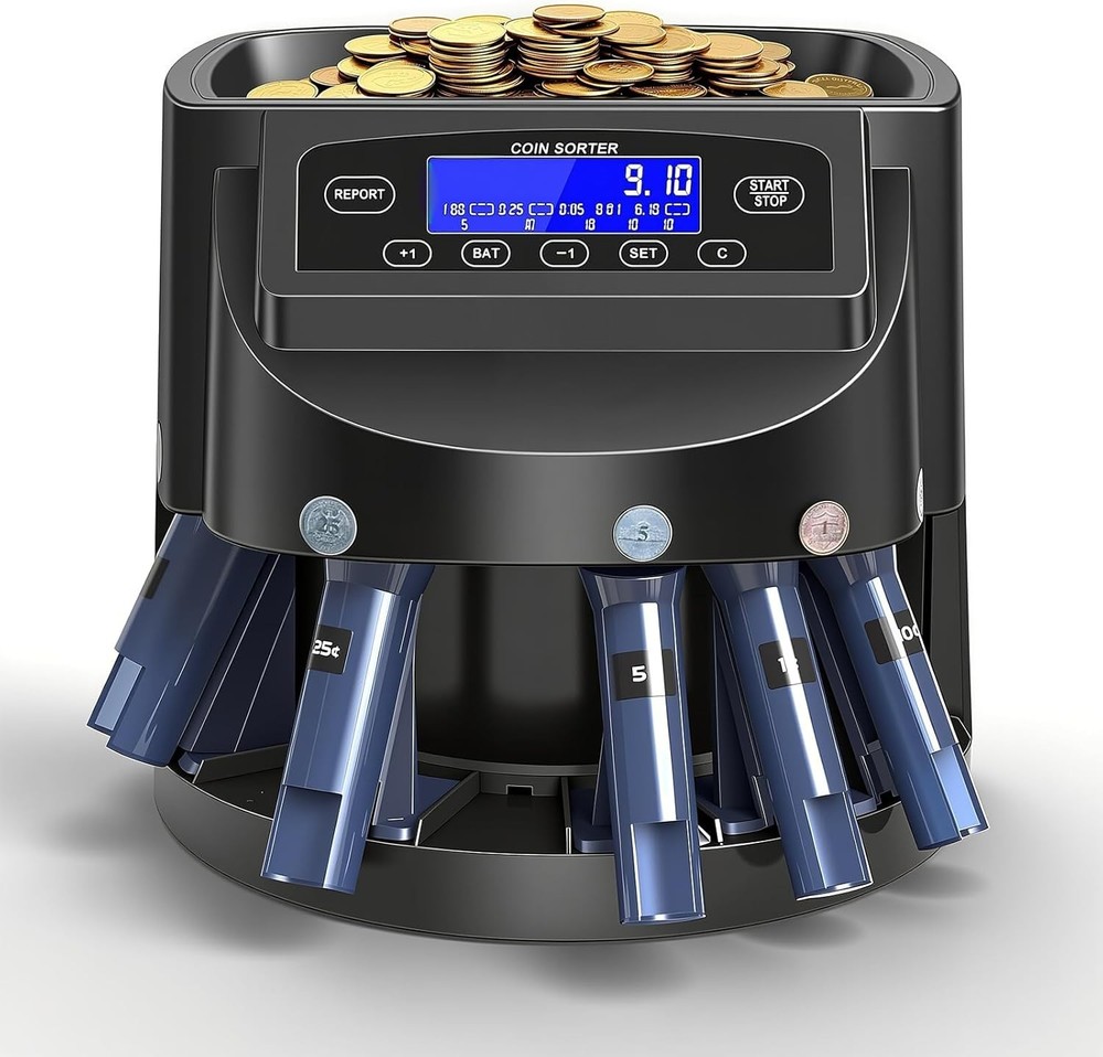 Coin Counter Sorter LCD 300 Capacity Packaging Machine
