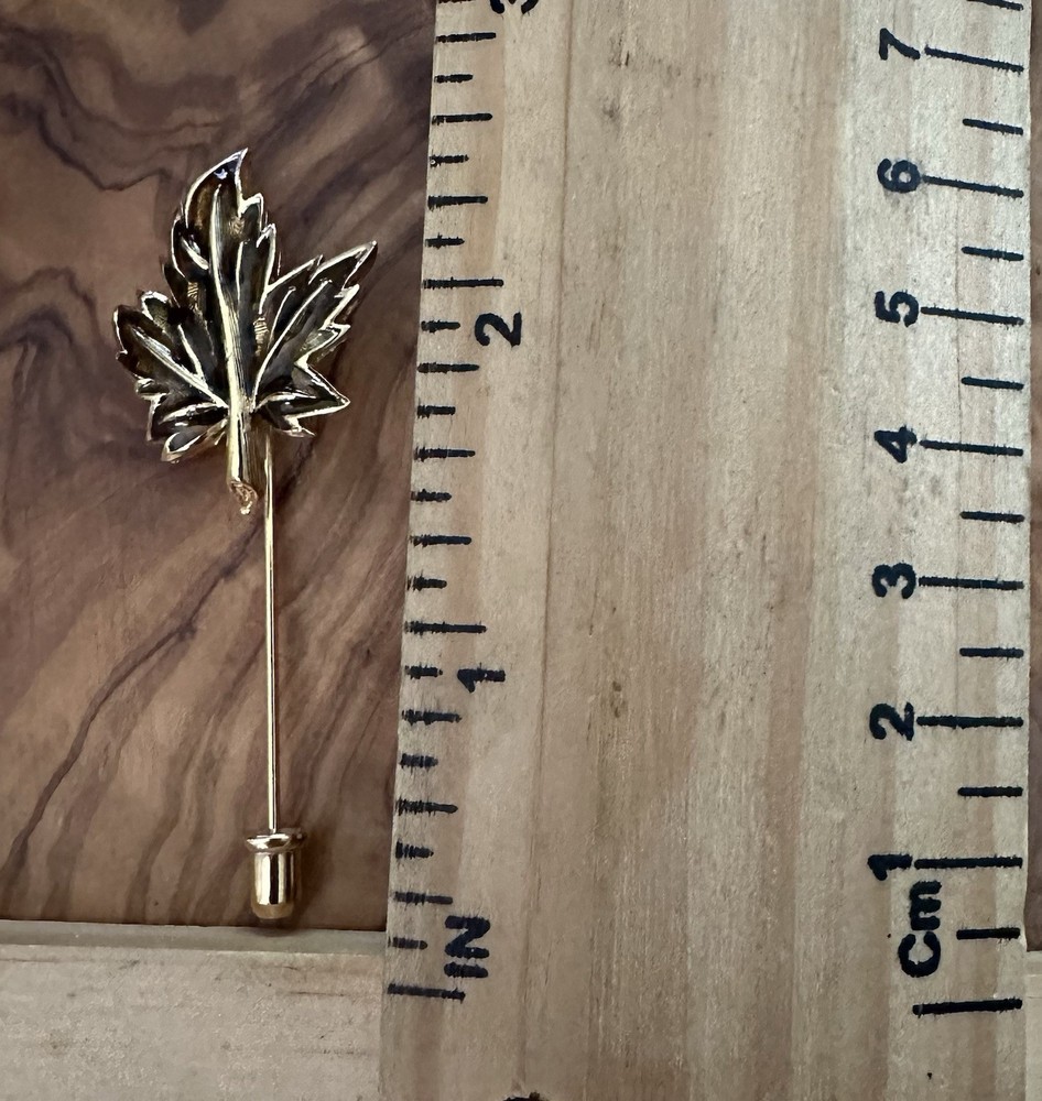 Vintage D'Orlan Stick Pin Enamel Maple Leaf Numbered & Designer Signed GP