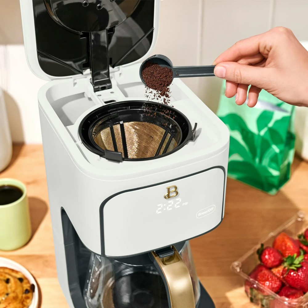 Beautiful 12 Cup Programmable Coffee Maker, White Icing by Drew Barrymore