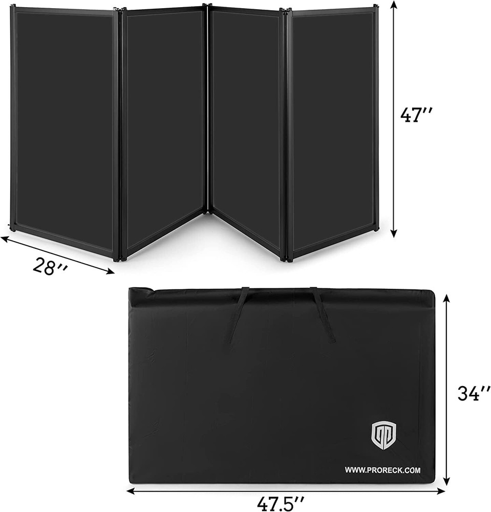 PRORECK DJ Foldable Facade Portable Event Booth Panel Black Frame with Bag