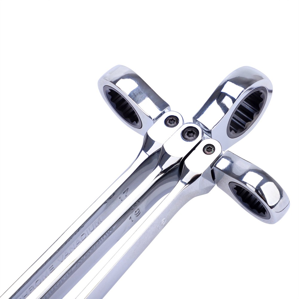 6PCS Double Box Flex Head Ratcheting Wrench set Heavy Duty Spanner Set REF97428