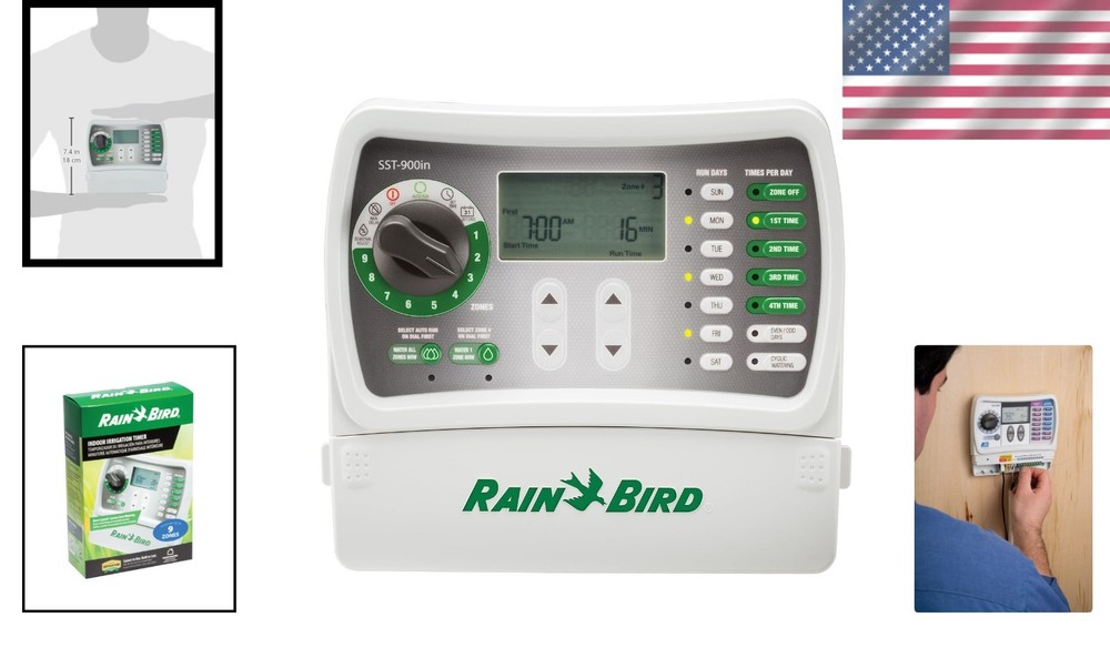 User-Friendly Indoor Sprinkler Controller with Seasonal Adjust & 9-Zone Control