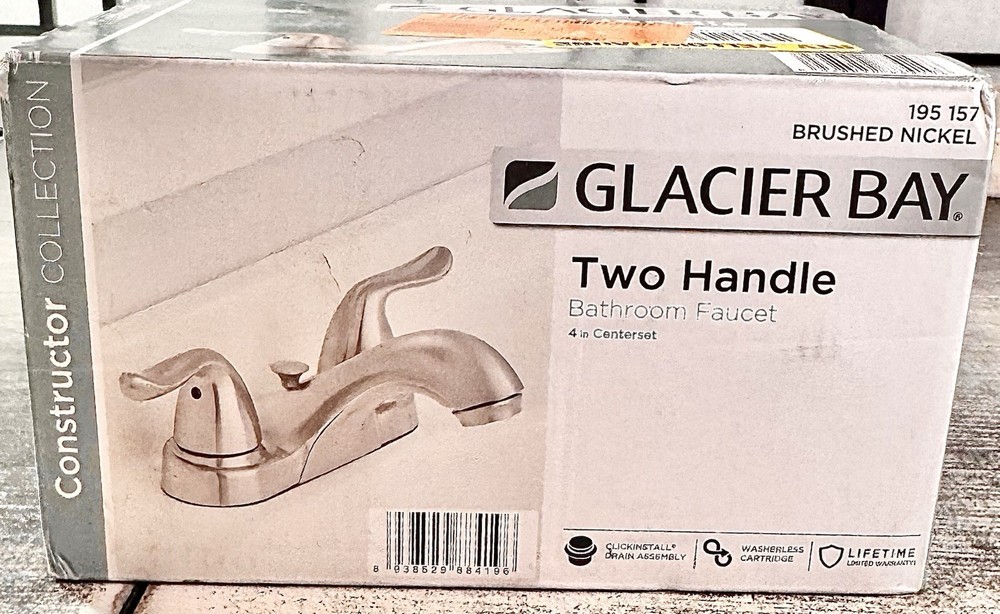 Glacier Bay Constructor 4" Centerset Double Handle Bath Faucet Brushed Nickel