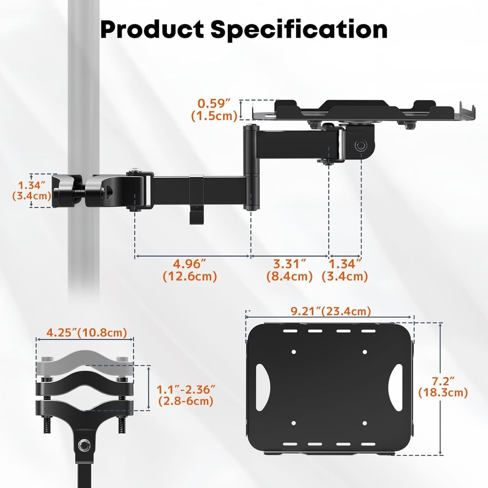 Adjustable Pole Mount Printer Stand Printer Pole Mount W/7.2x9.2 In Storage Tray