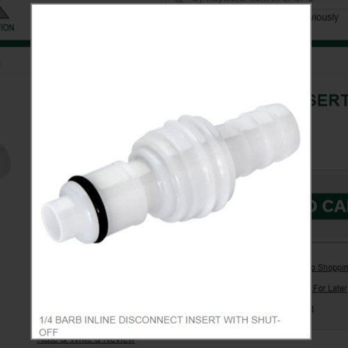1/4 BARB INLINE DISCONNECT INSERT WITH SHUT-OFF # 42600