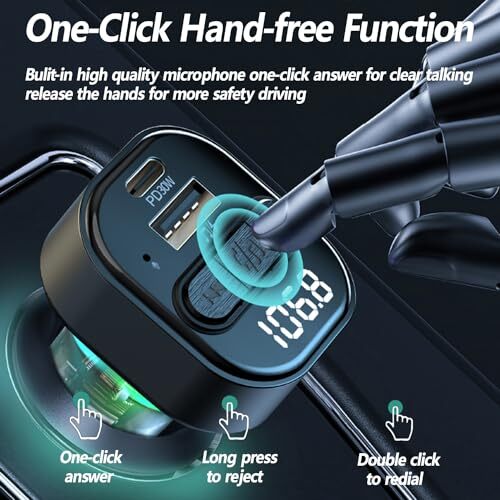 Bluetooth 5.3 FM Transmitter for Car, Bluetooth Car Adapter with Type-C