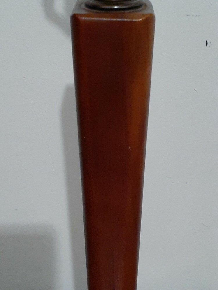 MID CENTURY MODERN WALNUT & BRASS TABLE LAMP 1960 RETRO LIGHT