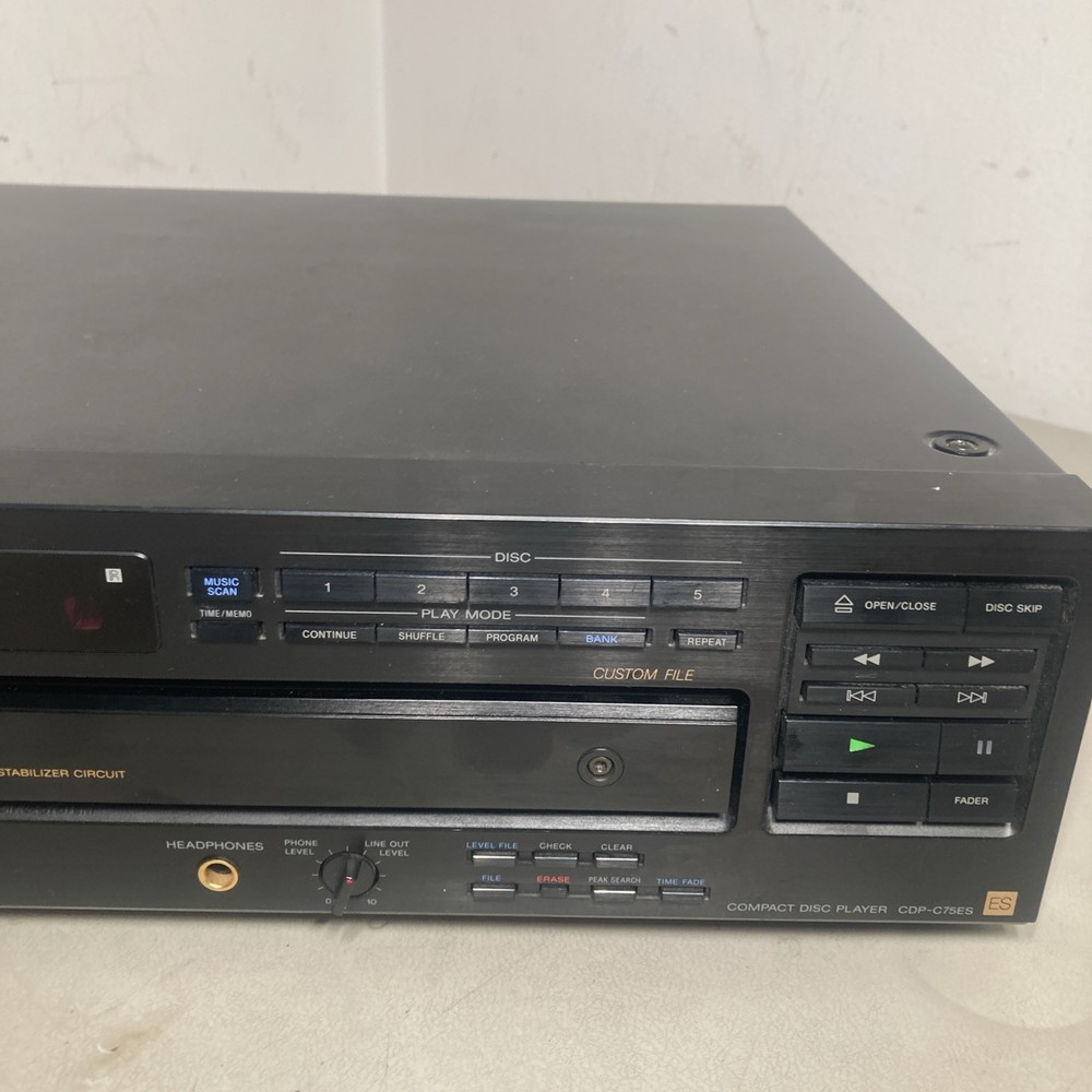 Sony CDP-C75ES 5 Disk CD Player Black Tested & Works - READ DESCRIPTION