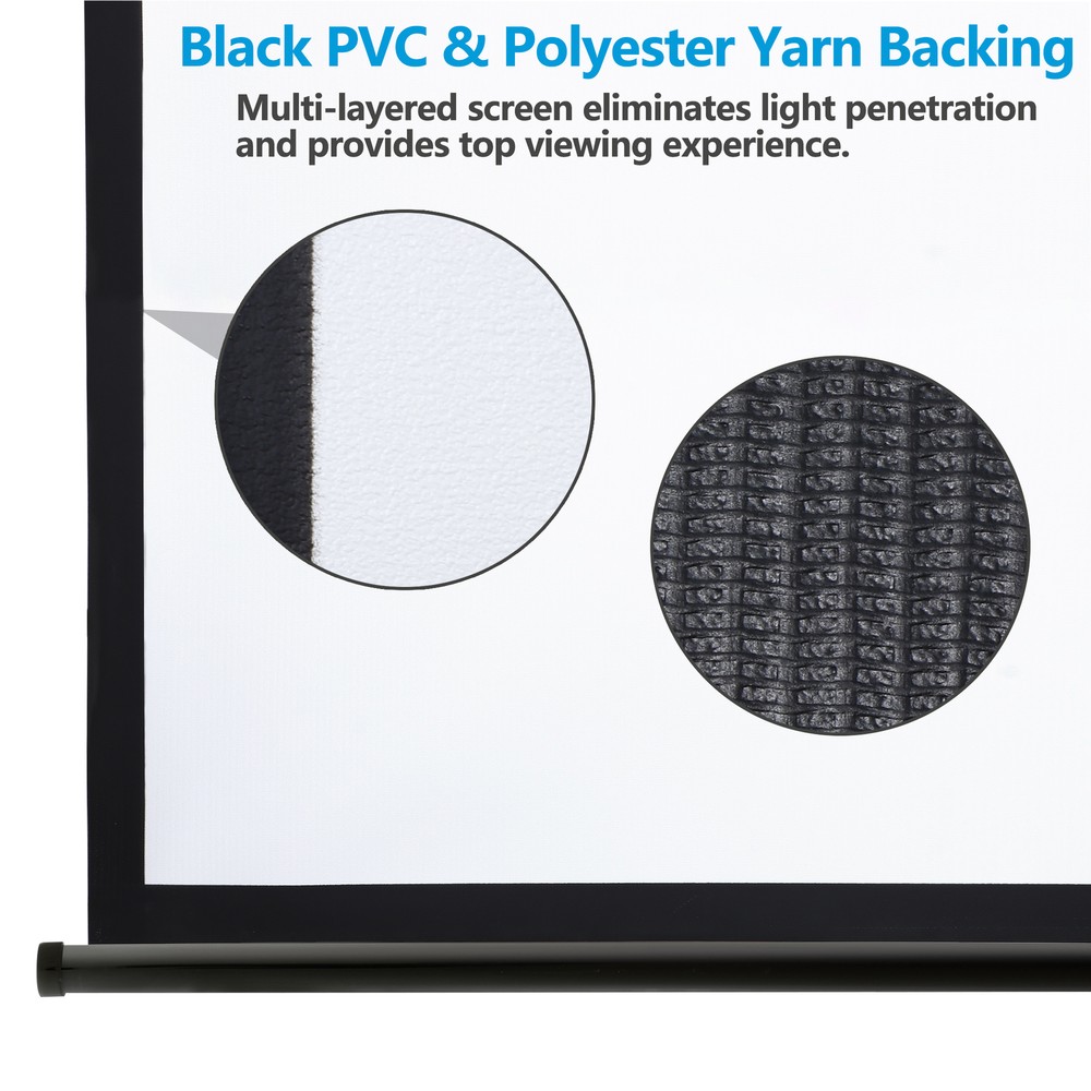 Projector Screen Pull Down 100" 16:9 HD Projection Screen Indoor Outdoor Black