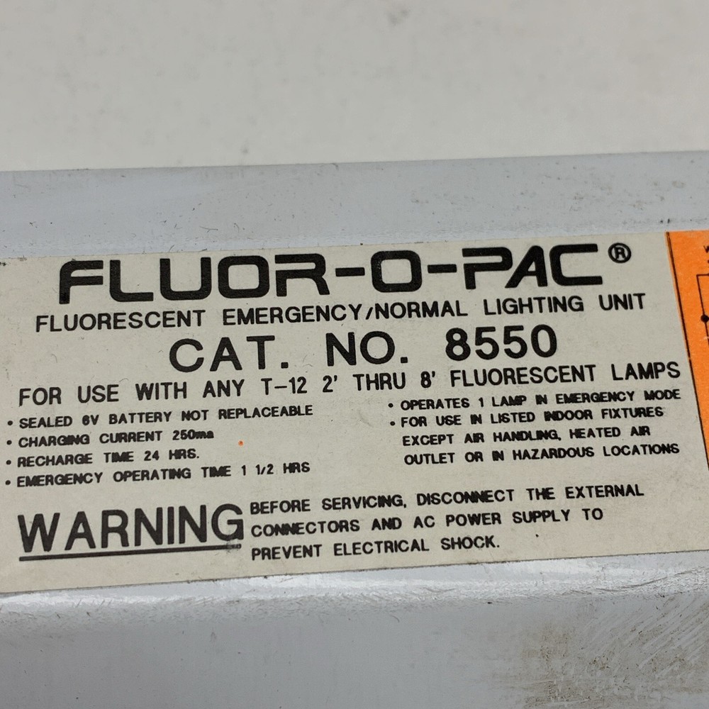 Magnetek 8550 Fluorescent Emergency Ballast 2-8' T12 (Missing Hardware & Switch)