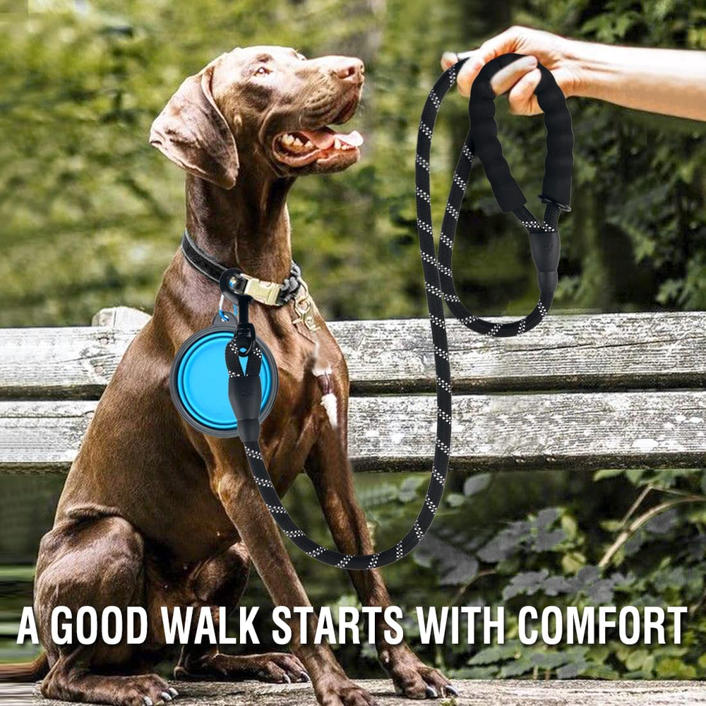 2 Pack Dog Leash 2/5/6 FT Heavy Duty - Comfortable Padded Handle - Reflective