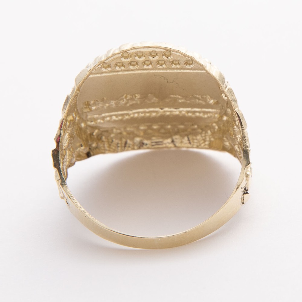 Solid 10K Gold Diamond-Cut Last Supper Nugget Ring Yellow Gold