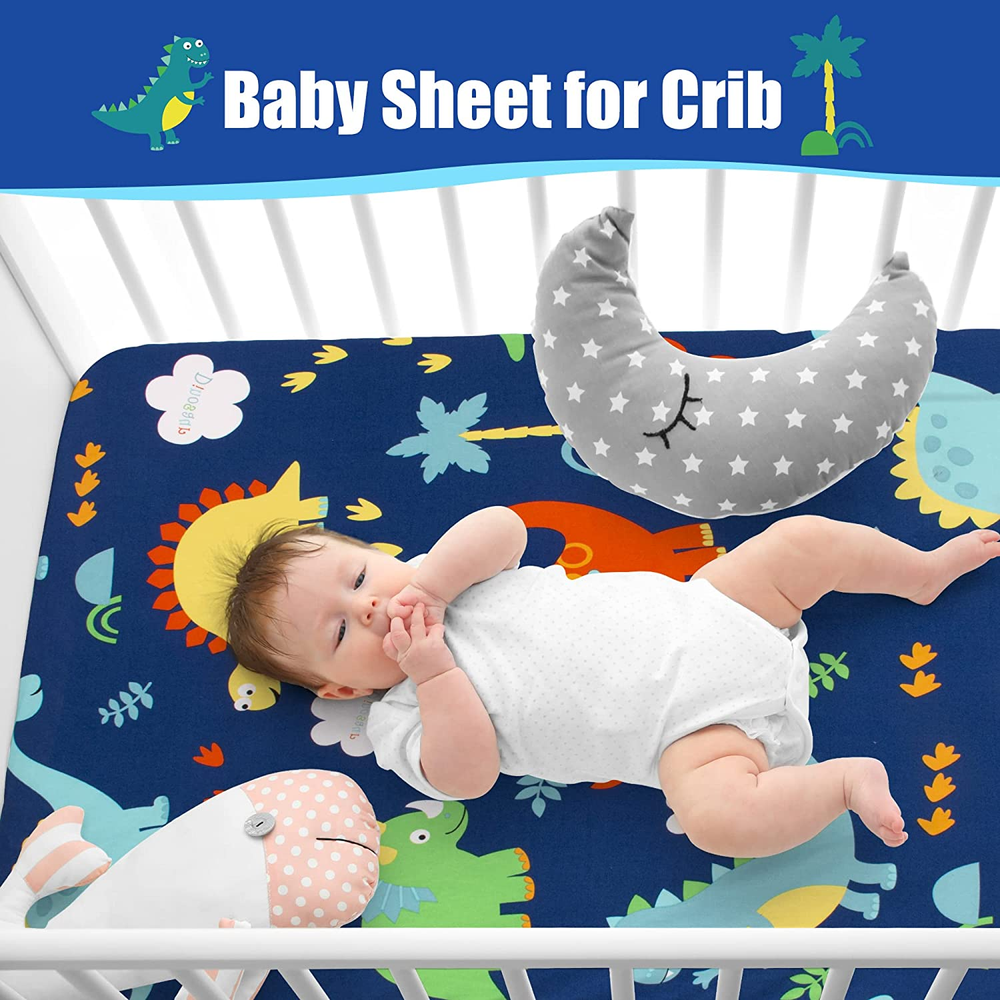 Cloele Crib Bedding Set for Boys - Microfiber 3 Piece Dinosaur Baby Bedding Set