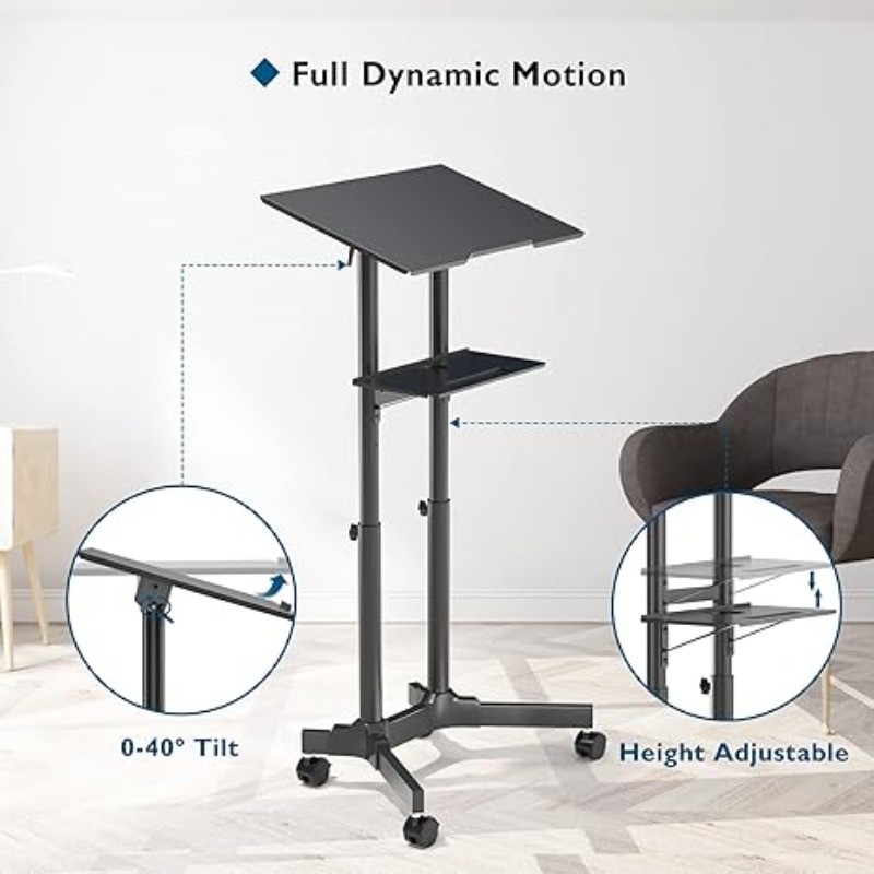 BONTEC Lecterns & Podiums Portable Mobile Standing Laptop Desk,Height Adjustable