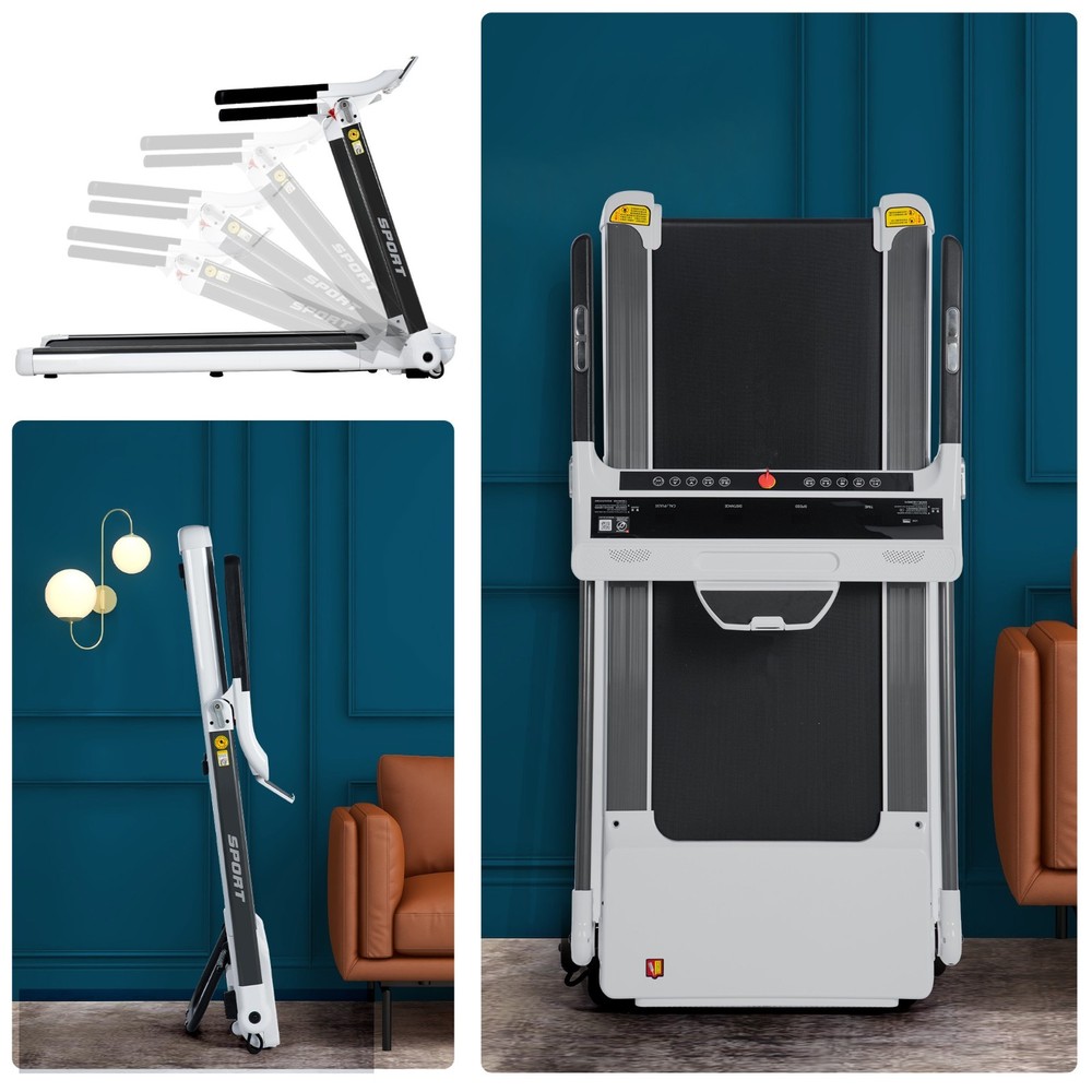 Folding Compact Treadmill 3.5HP Running Machine Adjustable Speed for Home Gym