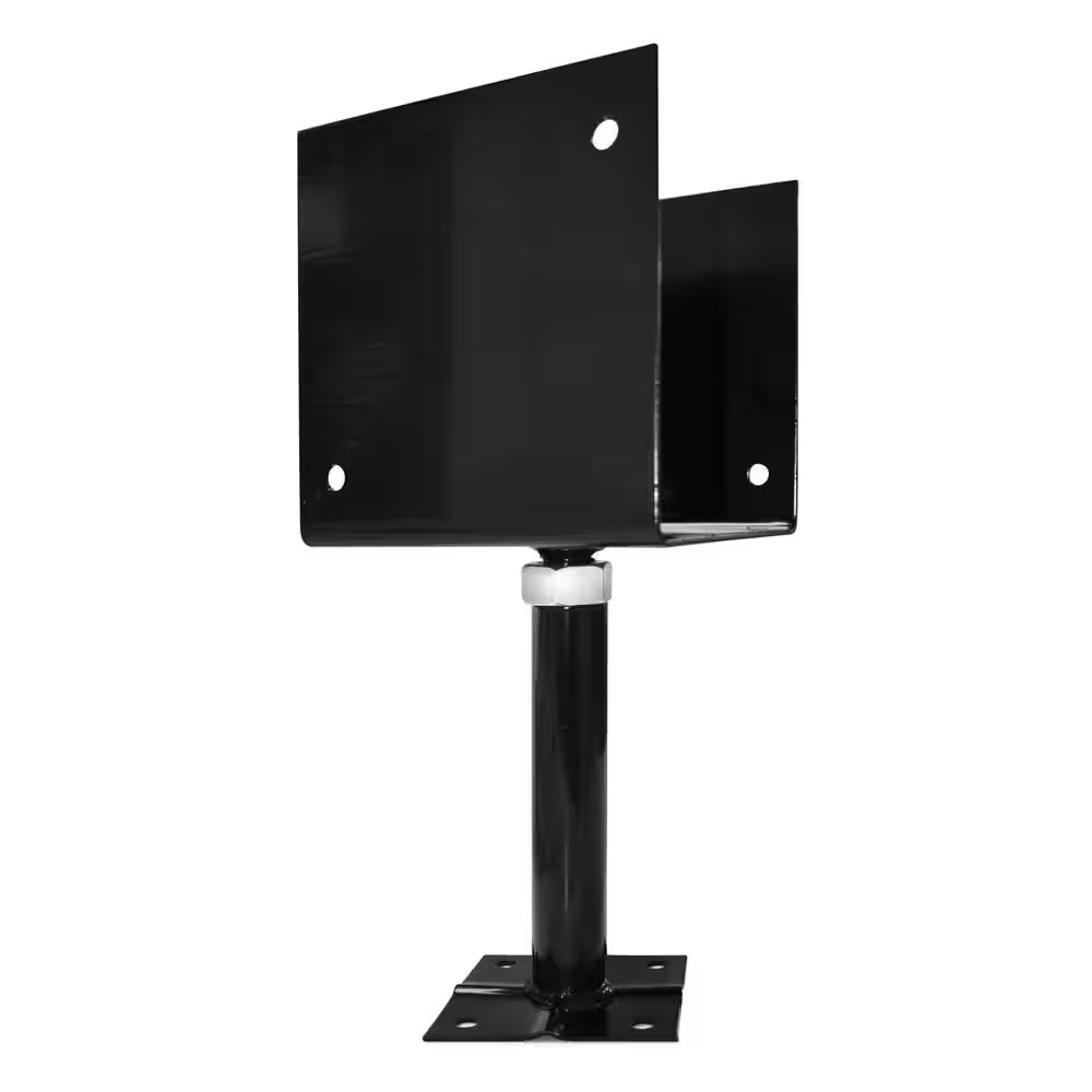 Deck Support Adjustable Post Base 6x6 Steel Rust Resistant Heavy Duty Black