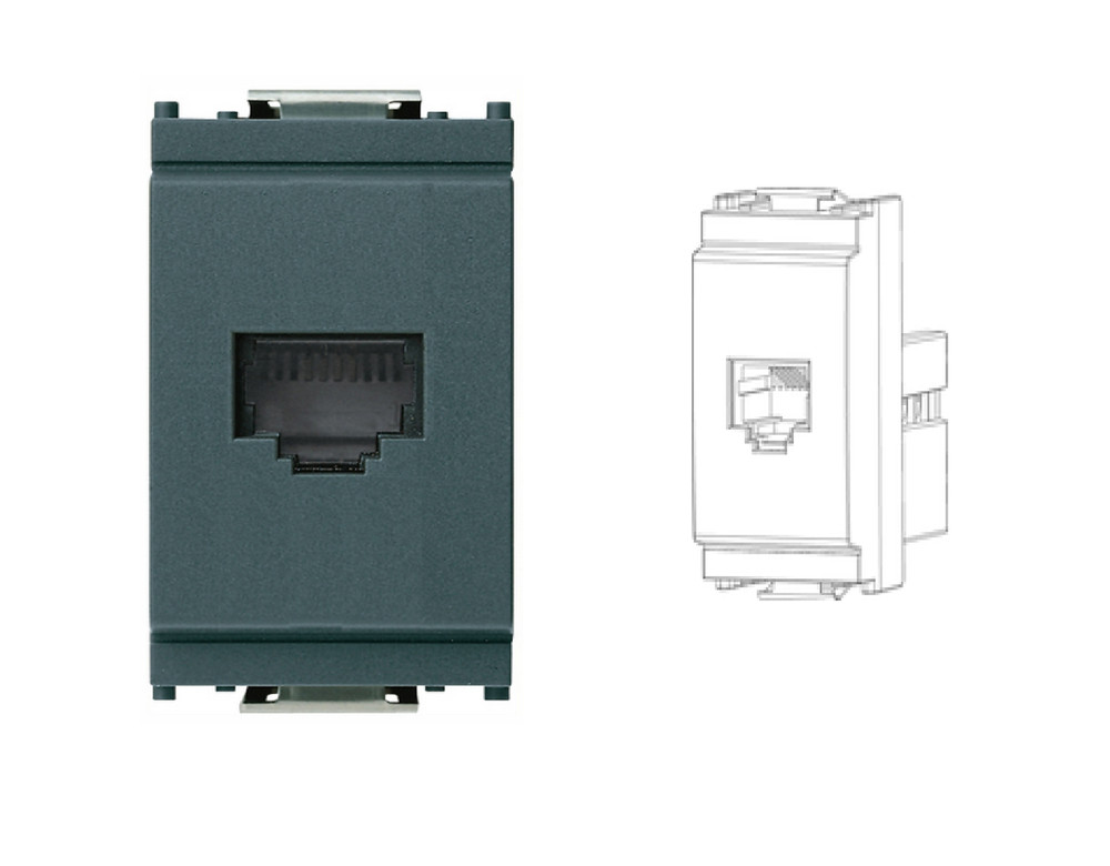 VIMAR 16335 PHONE JACK RJ11 6/4 GREY IDEA SERIES