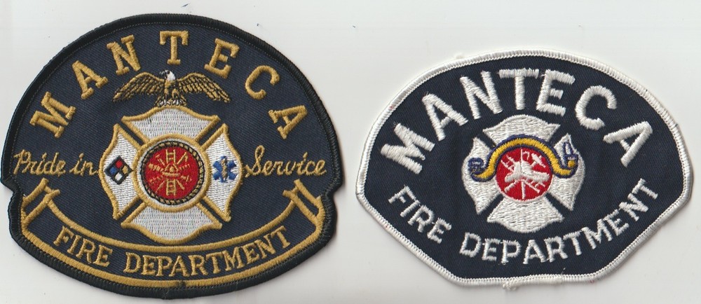 Manteca CA Fire Department patch pair ship from Australia