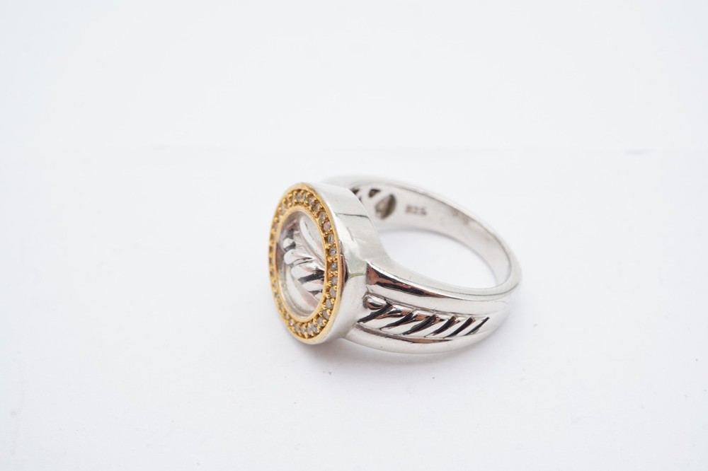 Sterling Silver 925 Diamond Ring Textured Size 7.25