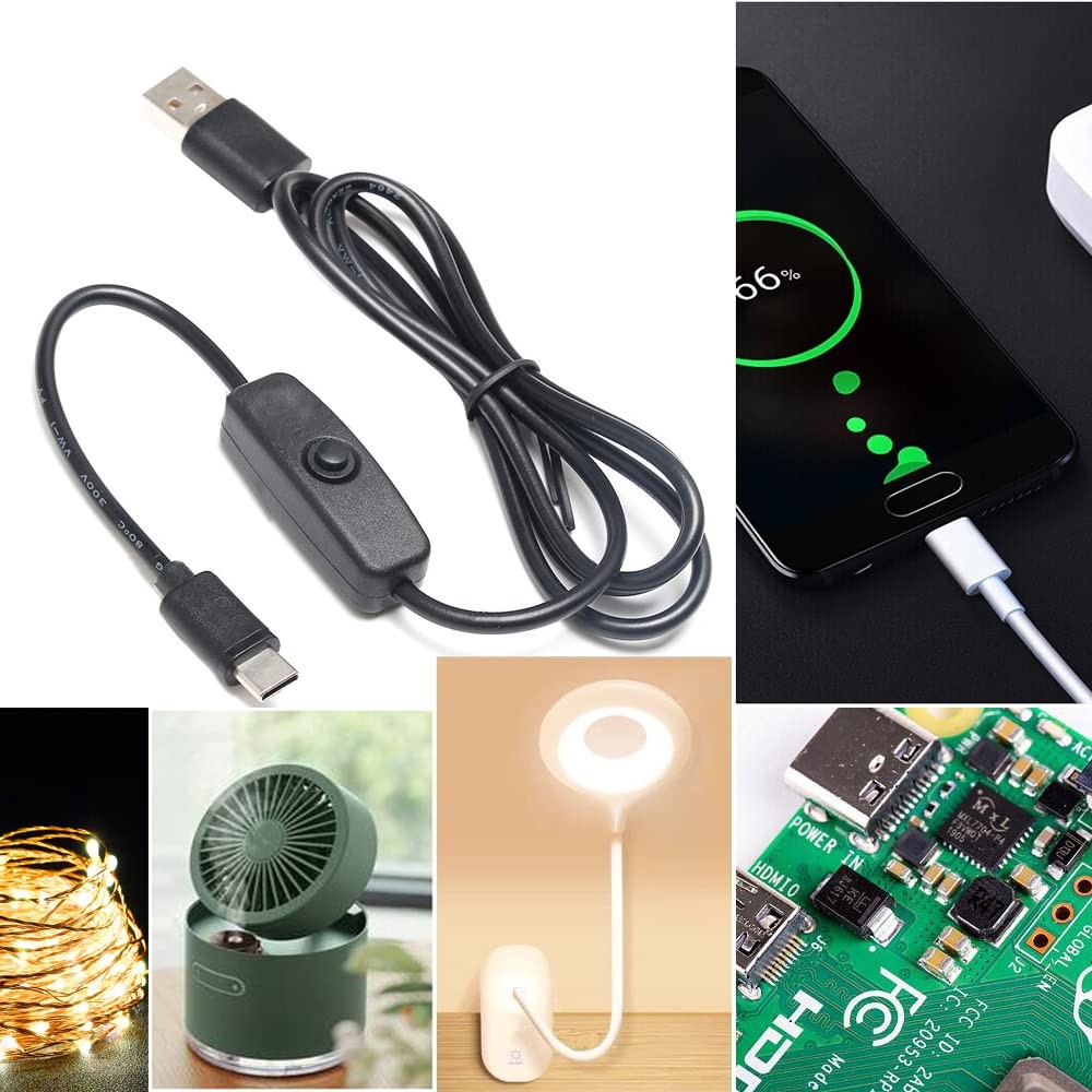 Type-C USB Cable for Raspberry Pi 4 B with ON/OFF Power Switch for Raspberry ...