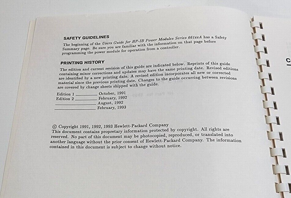 HP 5959-3362 Programming Guide Series HP 661xxA MPS Power Modules