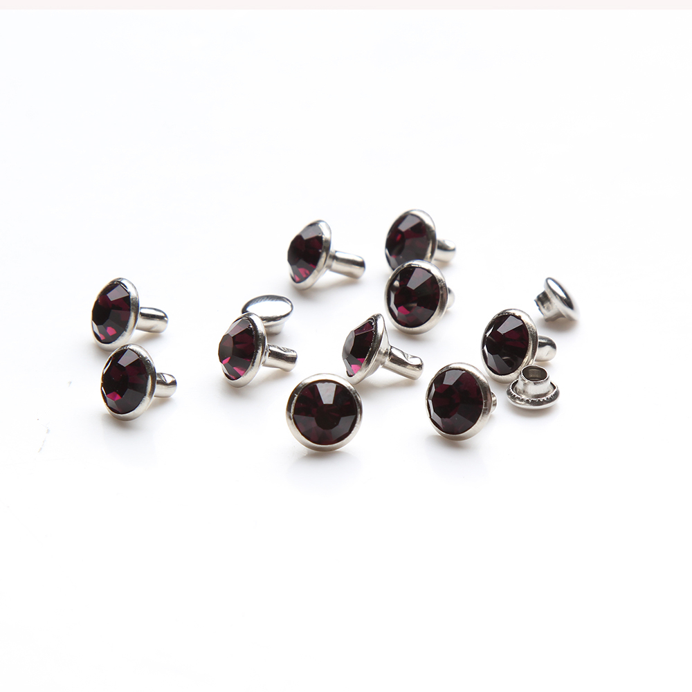 100pcs Crystals Rhinestone Rivets Amethyst Nailhead Spots Stud DIY 8mm